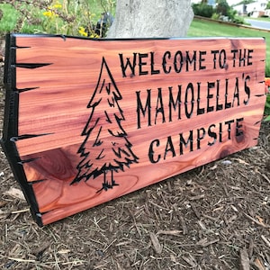 Personalized Cabin Retreat Sign Wooden Signs House Camp Sign Custom Outdoor Name Signs Custom Wood Signs Family Name Sign Trees RV Sign