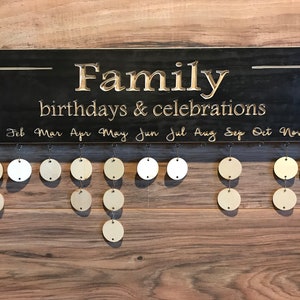 Family Celebration Board Personalized Family Birthday Calendar Mothers Day Gift Housewarming Custom Sign Home Decor Shabby Chic