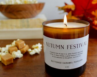 Autumn Festival, Caramel Buttered Popcorn, Fall Candle, Popcorn Candle, Stars Hollow, Gilmore Girls candle, soy candle, bookish candle