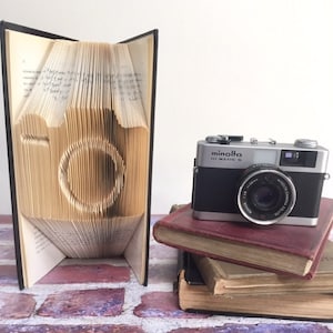 Folded Book Art, Gift for Photographers, Photographer Gift, Camera Lover Gift, Birthday Gift, Camera Gift Camera themed Christmas Gift
