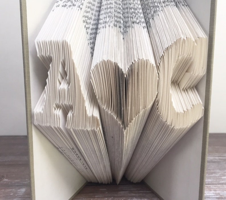 Folded Book Art, Anniversary Gift, 1st Wedding Anniversary, Christmas Gift, Gift for Her, Wedding Present, Paper Anniversary, Book Nerd Gift image 4