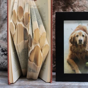 Paw Print Folded Book Art, Folded Book Art, Paw Print, Fur Mama Gift, Gift for dog lover, Dog Lover Gift, Dog Lover, Book Lover Gift