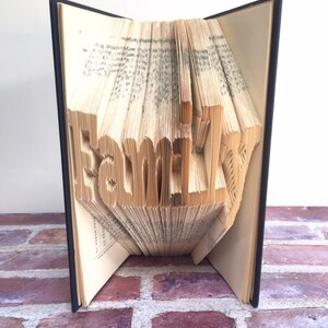 Family book art, Housewarming Gift, Friend Gift, Gift for Mom, Gift for Dad, Book Art, Book Folding, Best Friend Gift, Book Lover Gift