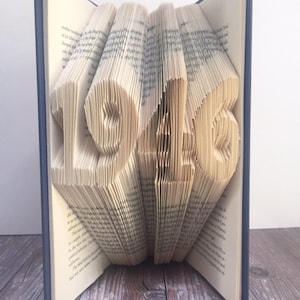 Date or Year Folded Book Art, Folded Book Art, Birthday Gift, Anniversary Gift, Custom Book, Wedding Date Anniversary Gift, Book Lover Gift