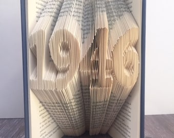 Date or Year Folded Book Art, Folded Book Art, Birthday Gift, Anniversary Gift, Custom Book, Wedding Date Anniversary Gift, Book Lover Gift