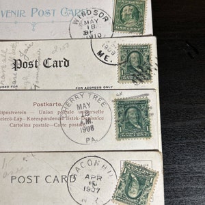 US Stamps 1907 1 Cent Jamestown 328 Lot of 2 Stamps Envelope Fancy Cancel  FREE SHIPPING 