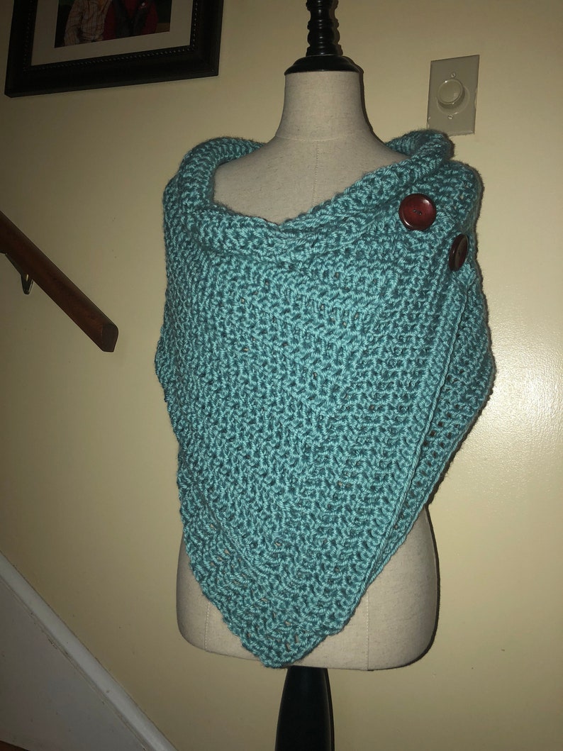 The Maggie Wrap shawl Very Versatile shown in Seafoam image 3