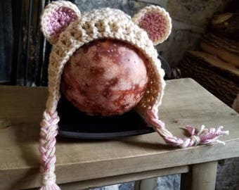 Baby bear bonnet hat - ready to ship hat sizes newborn-child