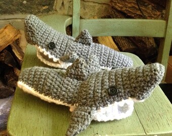 Shark Slippers "Great Whites" - available in baby through adult sizes