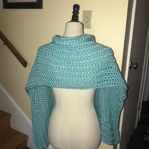 The Maggie Wrap shawl Very Versatile shown in Seafoam image 2