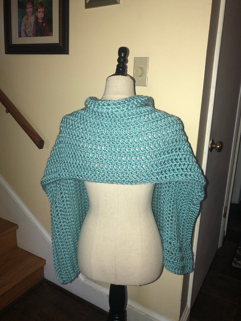 The Maggie Wrap shawl Very Versatile shown in Seafoam image 2