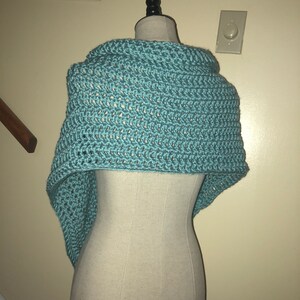 The Maggie Wrap shawl Very Versatile shown in Seafoam image 4