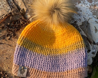 Sunburst Pom Beanie - Toque Ready to ship - free shipping in continental US