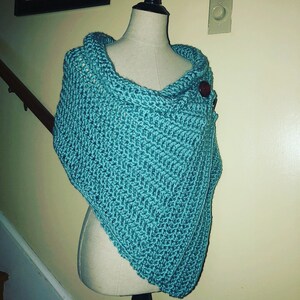 The Maggie Wrap shawl Very Versatile shown in Seafoam image 7