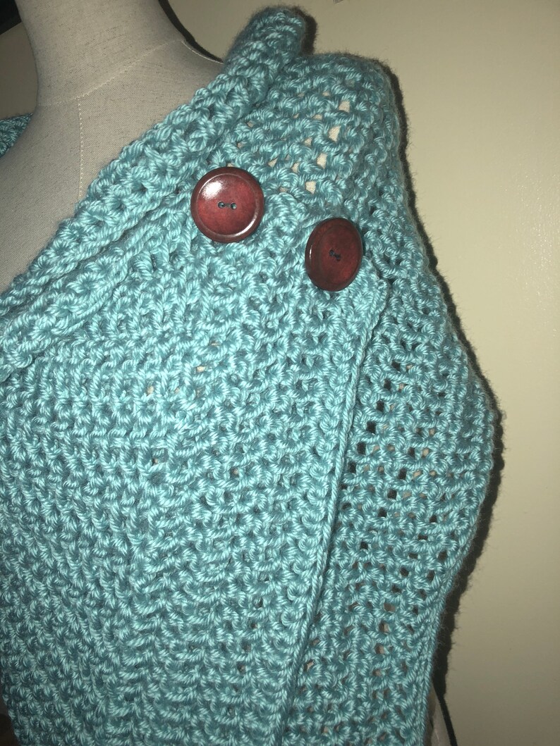 The Maggie Wrap shawl Very Versatile shown in Seafoam image 5