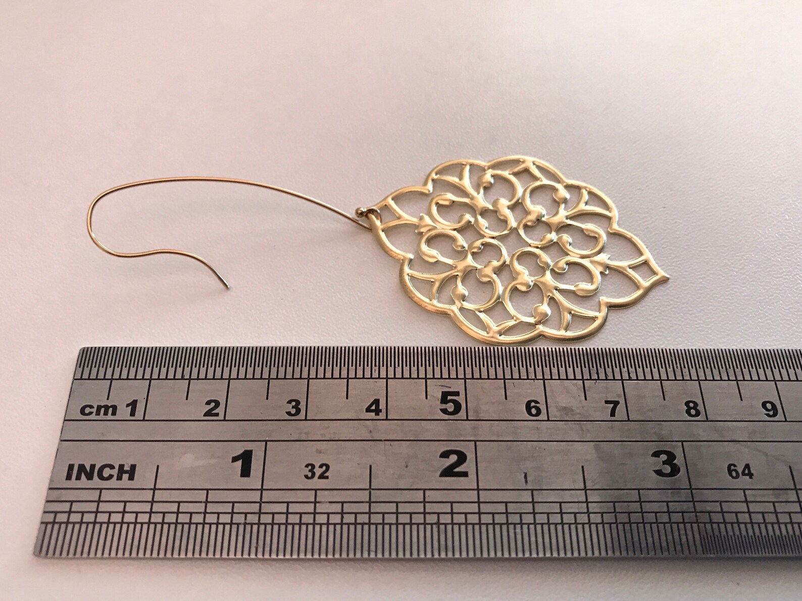 Large Gold Filigree Earrings With 14K Gold Filled Earwires Etsy