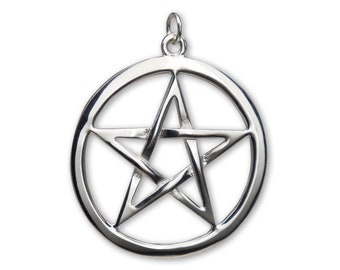 925 Sterling Silver Pagan Wiccan Pentacle Pentagram Pendant SSNK-538