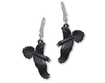 Gothic Black Raven Black Crow Dangle Earrings  #1053