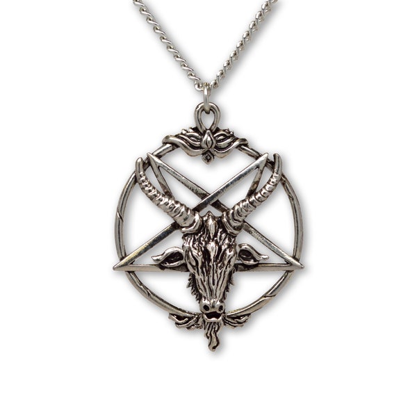 Gothic Baphomet Inverted Pentacle Silver Finish Pendant Necklace NK-546