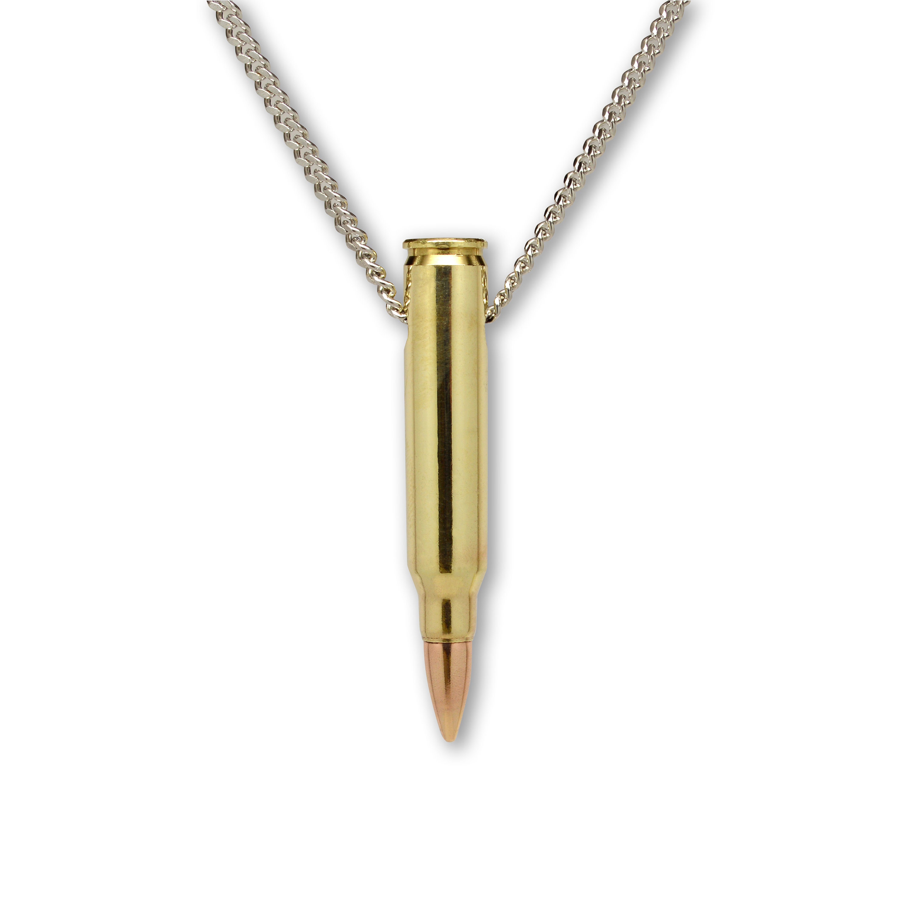 Remmington 223 Bullet Necklace Hand Polished Brass and Copper Finish NK-639
