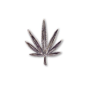 Marijuana Pot Leaf Jacket or Hat Pin Silver Finish Large Size P-72S