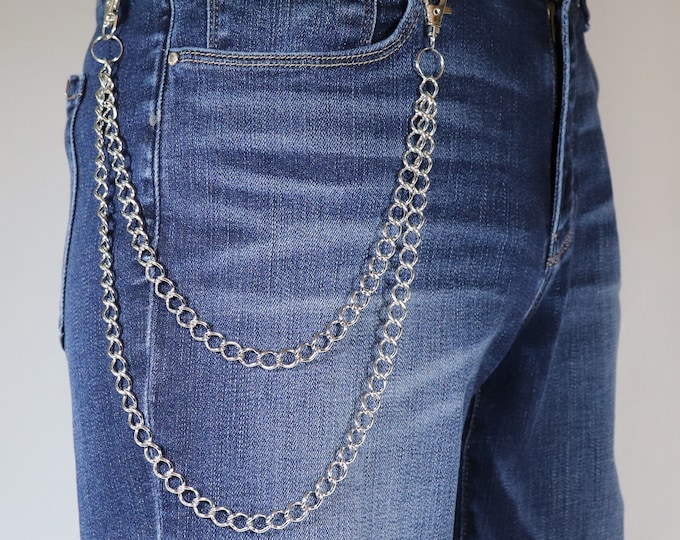 Heavy Duty Jean Chains: Hip Hop Punk Rock, Steel Chain Silver Finish JC-001