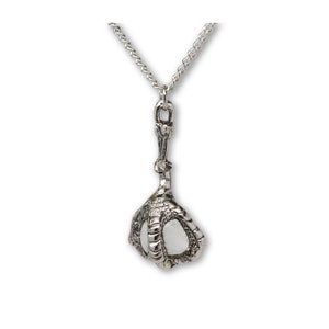 Gothic Dragon Claw Holding Clear Crystal Ball Pewter Pendant Necklace NK-552