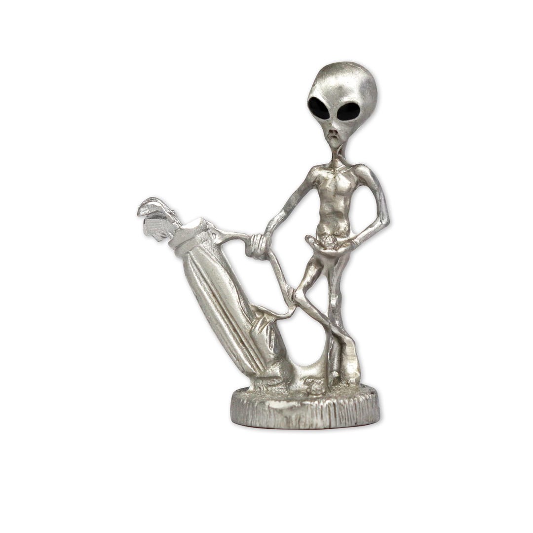 Golfing Alien Ready for a Hole in One Pewter Statue S-004 - Etsy