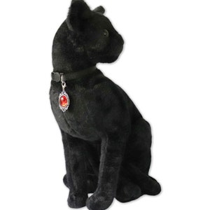 Black Cat Collar with Red Cabochon Charm Safety Breakaway Collar Adjustable Neck Size 8 to 12 Inches