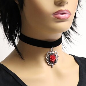 Black Velvet Choker With Red Rose Cameo Surrounded by Thorns - Etsy