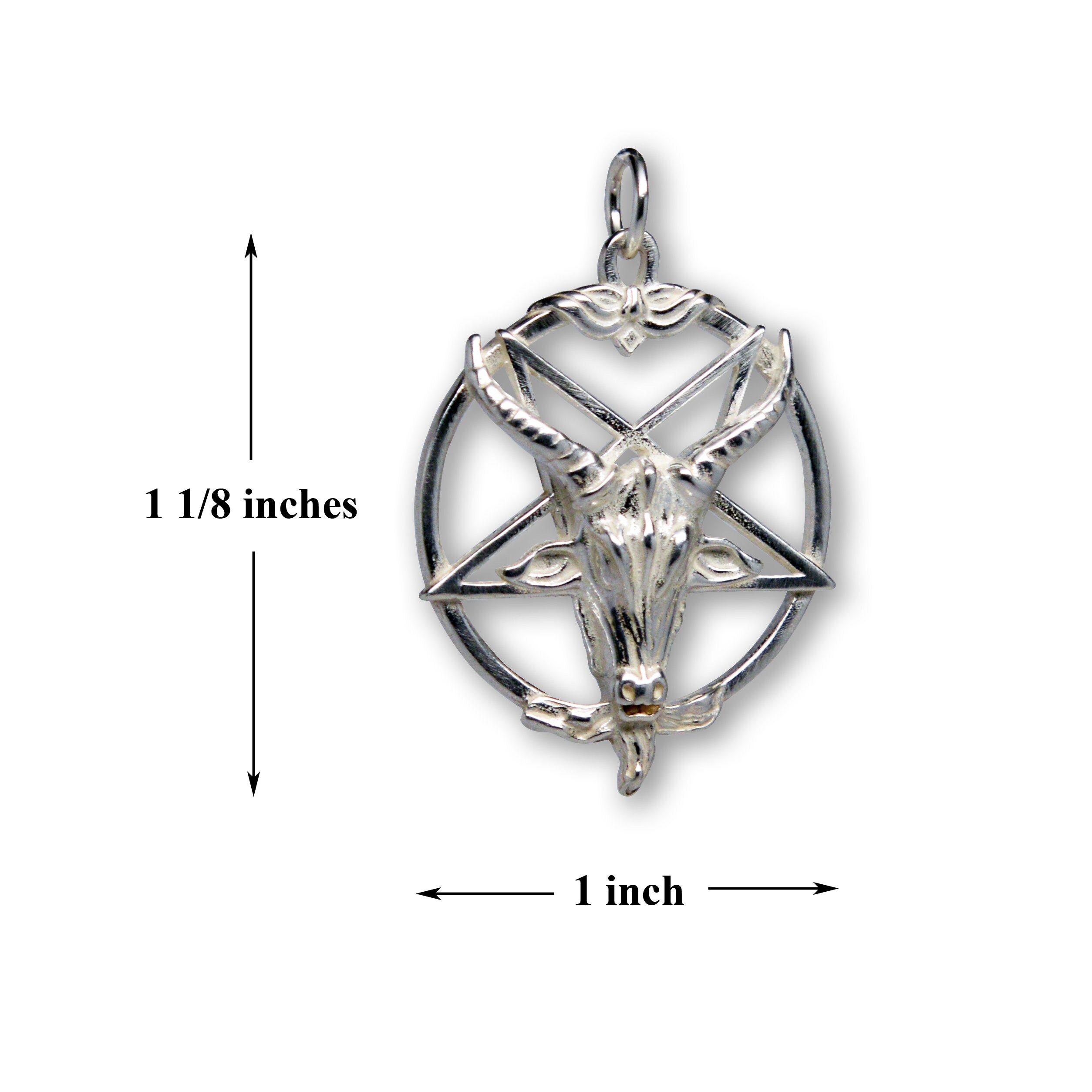 Sterling Silver Baphomet Satanic Goat Head on Inverted Pentacle Pentagram One Inch Pendant SSNK 679PD Etsy Canada