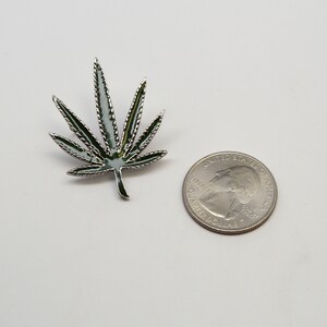 Marijuana Weed Pot Leaf Enamel Pin - Green Pewter Hat Or Jacket Pin, 1" X 0.75", Made In USA