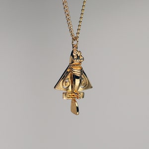 24k Gold Plated Quimbaya Ancient Flyer Pendant – Golden Jet Choker Necklace, Handcrafted