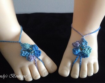 Baby Birthstone Barefoot Sandals -Pair (March)