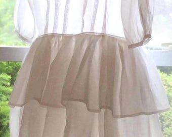 Cotton Organdy Girl’s Dress Vintage Homemade Tiered