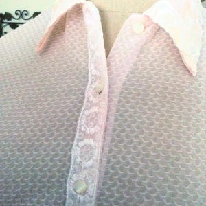 Sheer Nylon Blouse! Pale Pink Period Piece from the Seventies! Boho!