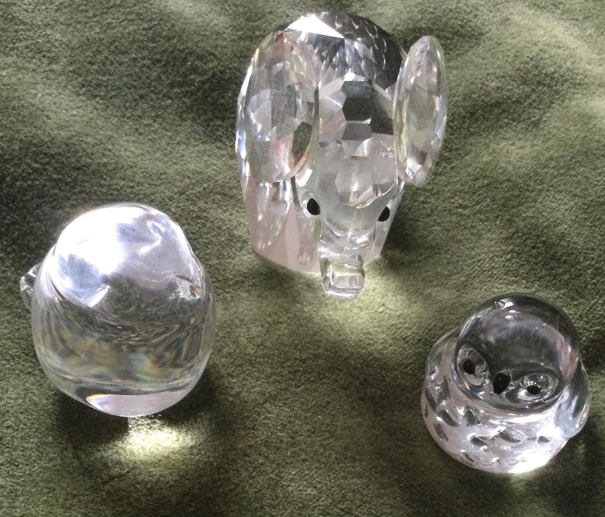 Trio of Crystal Animals Including Hadeland of Norway and Swarovski