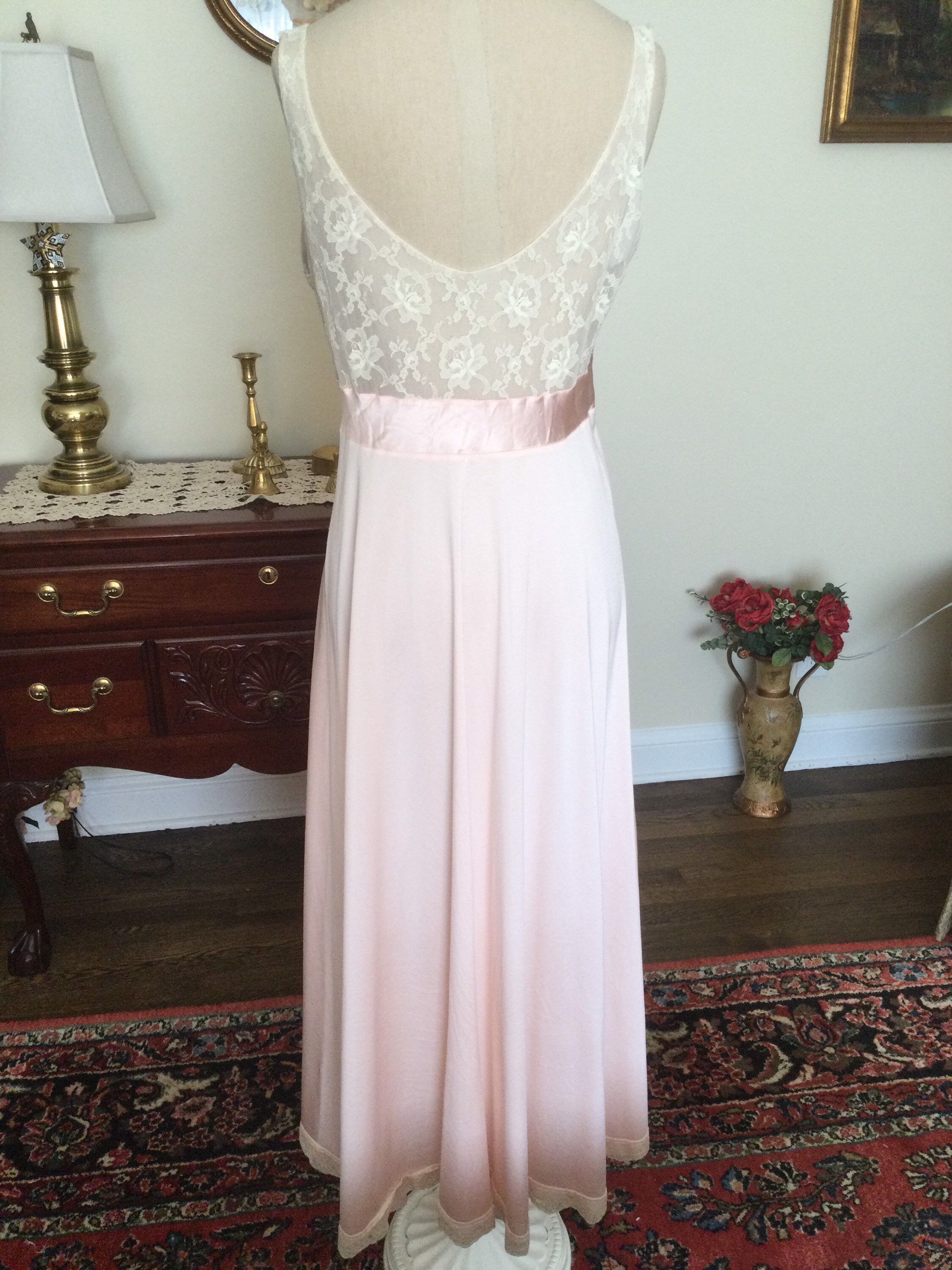 Alice Maloof Design Sweet Pink and Ivory Negligée With Swaying Skirt - Etsy