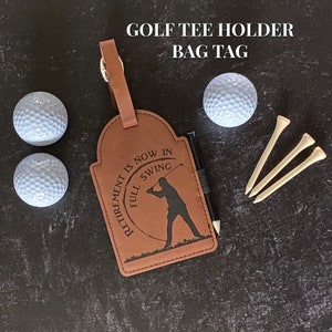 Personalized Golf Tee Holder: Faux Leather Retirement Gift