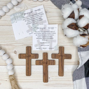 Engraved Walnut Prayer Cross & Card: Christian Gift