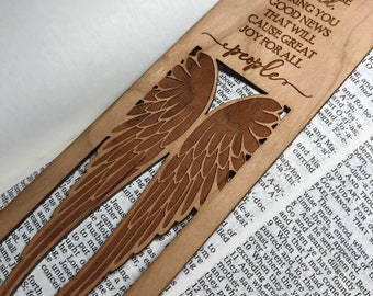 Wooden Bookmark. Bible Study Gift. Book Club Gift. Angel Wings. Bible Lovers. Religious Gift. Church Gift. Easter Basket. Gifts Under 10