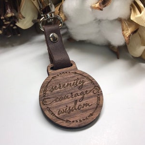 Serenity Prayer Keychain. Serenity Courage Wisdom Gift Ideas. God Grant Me Wooden Key Chain. Christian Gifts Under 10. Religious Gifts. image 1