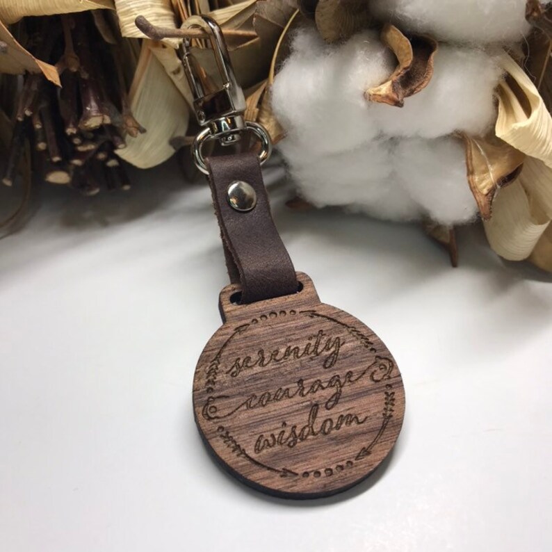 Serenity Prayer Keychain. Serenity Courage Wisdom Gift Ideas. God Grant Me Wooden Key Chain. Christian Gifts Under 10. Religious Gifts. image 1