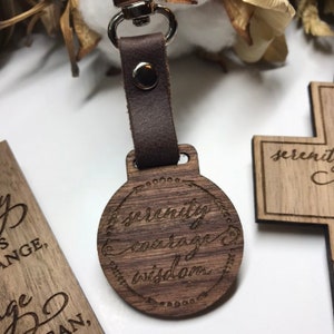 Serenity Prayer Keychain. Serenity Courage Wisdom Gift Ideas. God Grant Me Wooden Key Chain. Christian Gifts Under 10. Religious Gifts. image 4