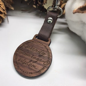 Serenity Prayer Keychain. Serenity Courage Wisdom Gift Ideas. God Grant Me Wooden Key Chain. Christian Gifts Under 10. Religious Gifts. image 2