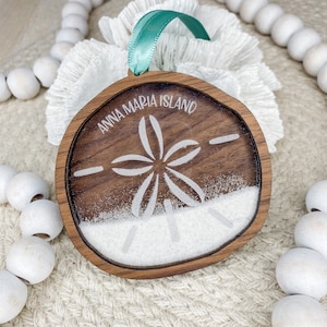 Walnut Sand Keepsake Christmas Ornament: Personalized Beach Memory