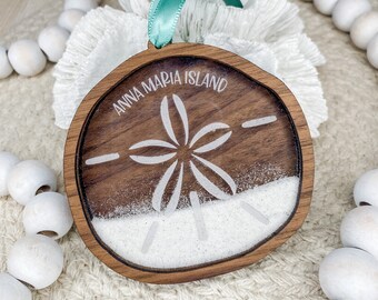 Walnut Sand Keepsake Christmas Ornament: Personalized Beach Memory