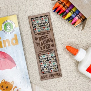 Best Teacher Ever Wooden Bookmark. Teacher Gift Ideas. End of the Year Gifts for Teacher. Personalized Teacher Appreciation Gift.