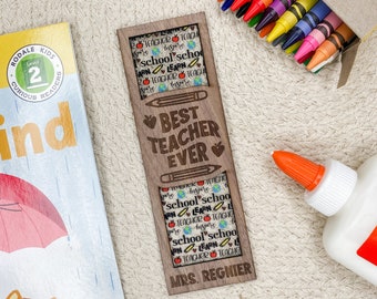 Personalized Walnut Bookmark: Teacher Ever, Teacher Appreciation Gift
