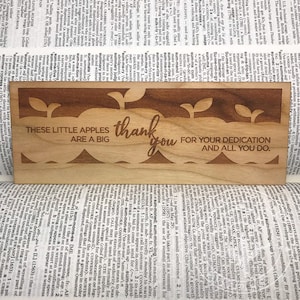 Teacher Gift Ideas. End of the Year Gifts for Teacher. Thank You Gifts. Personalized School Wooden Bookmark with Apples. Gifts Under 10.